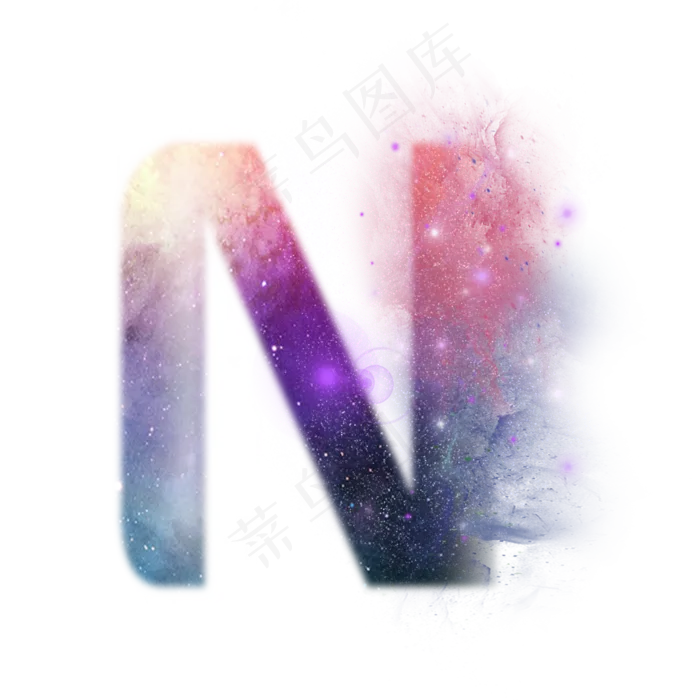 创意星空蓝色红色字母N,免抠元素艺术字(3000X3000(DPI:300))psd模版下载