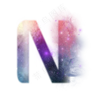 创意星空蓝色红色字母N,免抠元素艺术字
