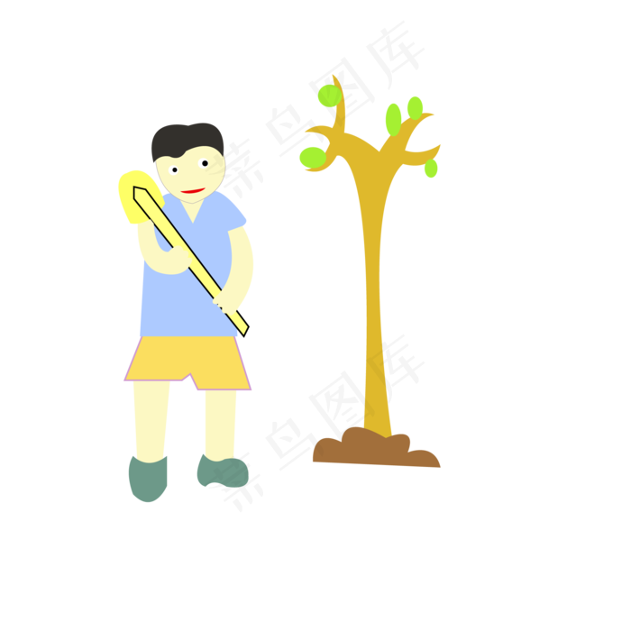 植树种树卡通人物形象