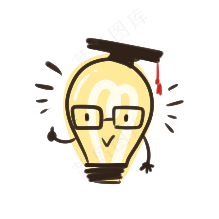 可爱卡通博士灯泡,免抠元素
