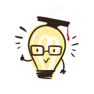 可爱卡通博士灯泡,免抠元素