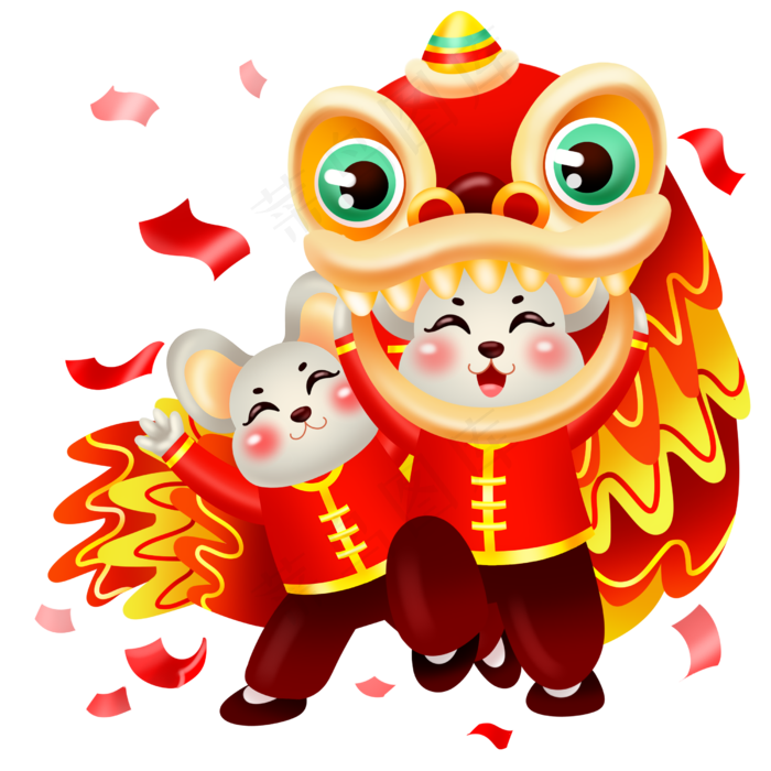 2020鼠年舞狮,免抠元素
