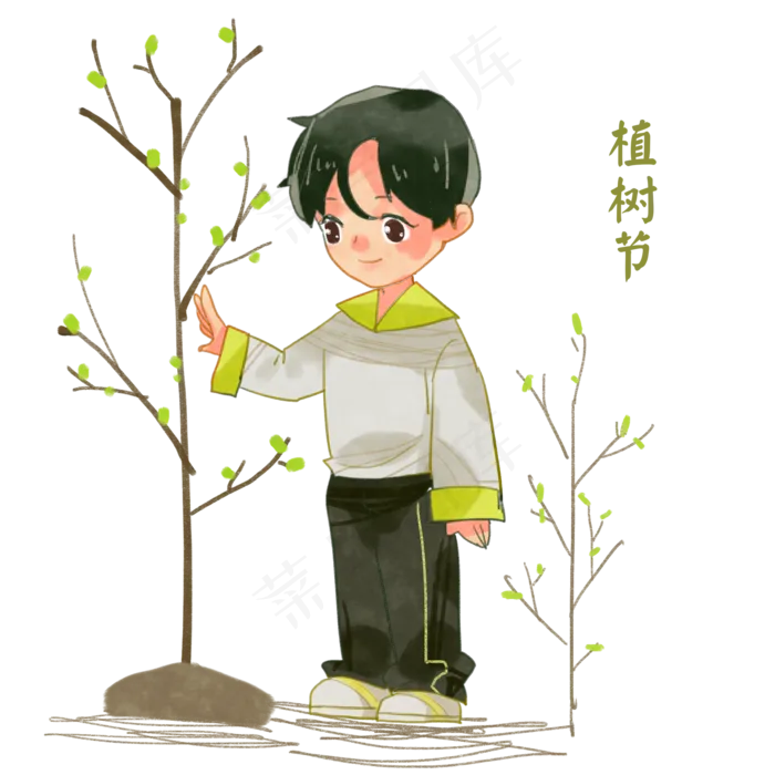 植树节种树的小男孩(2048X2048(DPI:299))psd模版下载
