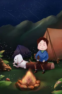 旅行-野营篝火-流星篝火夜 旅行-野营篝火-流星篝火夜