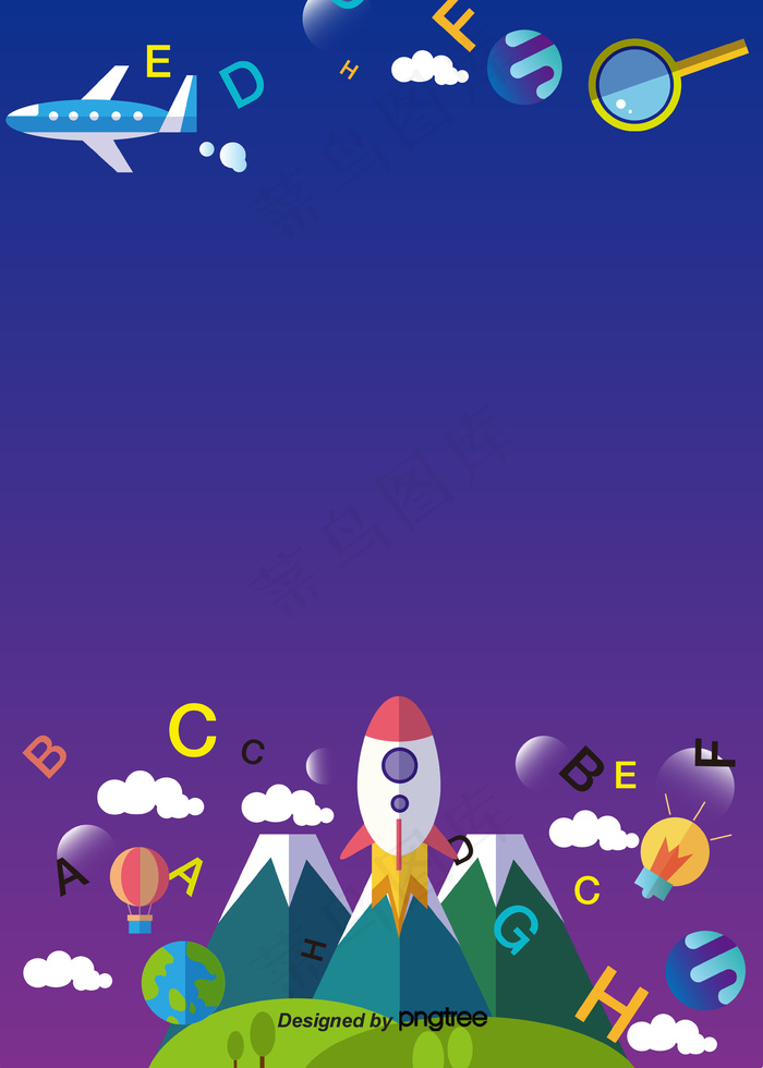 扁平火箭飞船三维飞行火箭背景