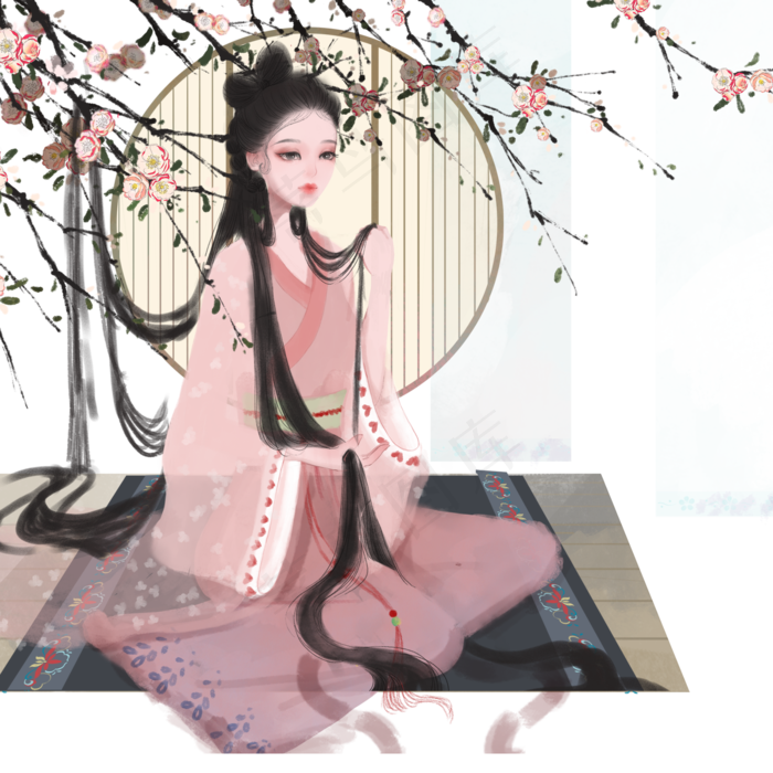 中国风古风美人(2000X2000(DPI:300))psd模版下载