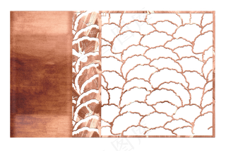 玫瑰金银杏叶装饰边框东方中国,免抠元素