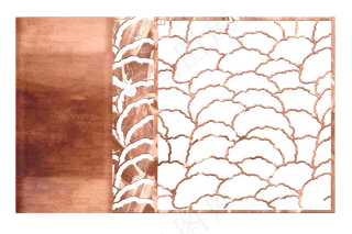 玫瑰金银杏叶装饰边框东方中国,免抠元素