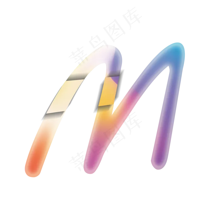 创意卡通渐变字母M(2000X2000(DPI:300))psd模版下载