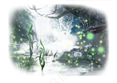 夏夜树林萤火虫原画 夏夜树林萤火虫原画