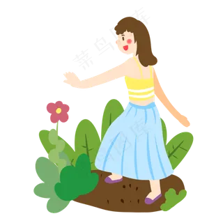 夏日可爱女生郊游