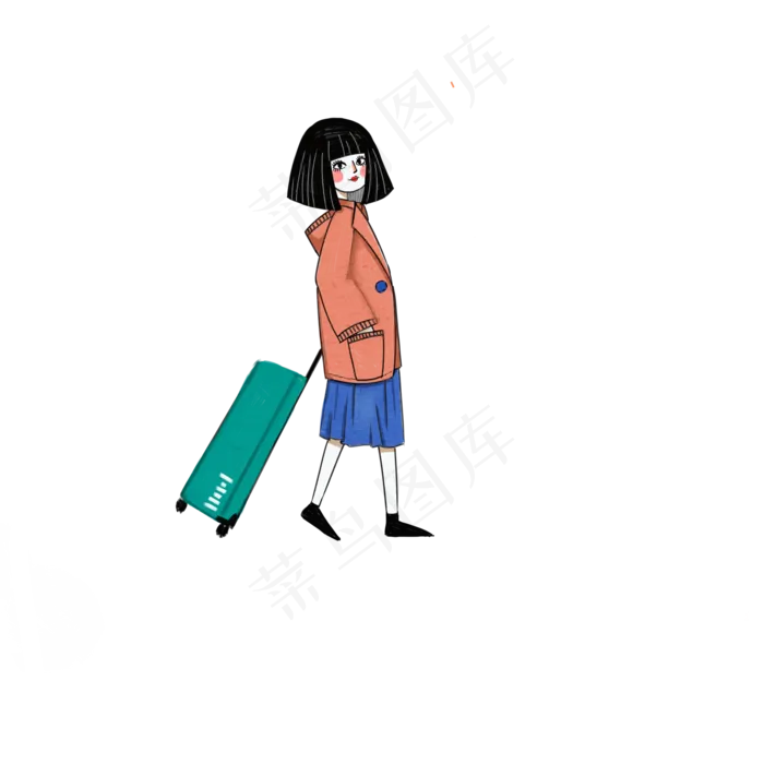 旅游日独自旅行拉行李箱的休闲卡(2000X2000(DPI:72))psd模版下载