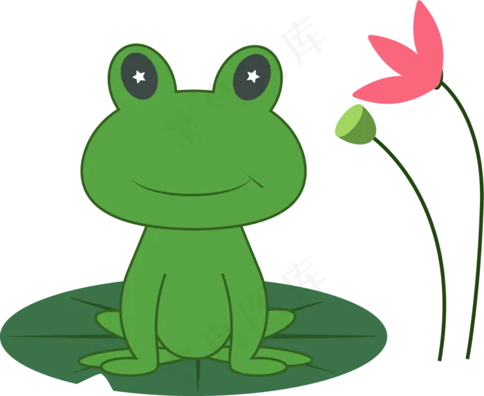 荷花荷叶卡通小青蛙(2000X2000)ai矢量模版下载