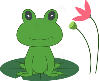 荷花荷叶卡通小青蛙