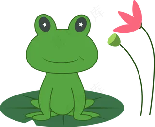 荷花荷叶卡通小青蛙