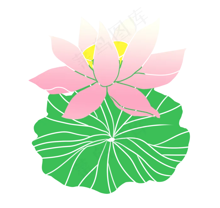 荷花荷叶卡通植物(2113X2000(DPI:300))psd模版下载