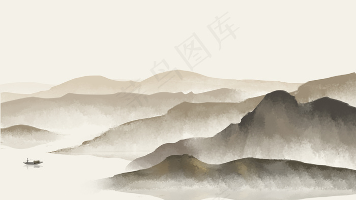 中国风黄昏山水图(2880*1620px 300 dpi )psd模版下载