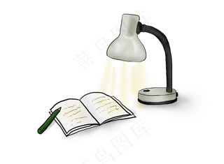 高考季手绘台灯和书