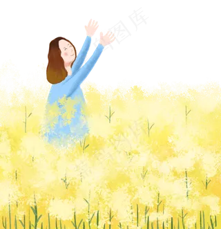 母亲节花海里的妈妈免抠图