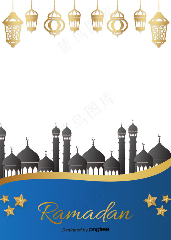 斋月城堡灯笼简约背景