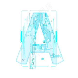 蓝色科技线条PSD字母A