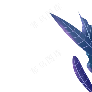 卡通紫蓝色叶子免扣图