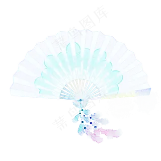 贝壳折扇中式风格水墨PNG素材,免抠元素