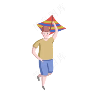 玩风筝的小男孩PNG