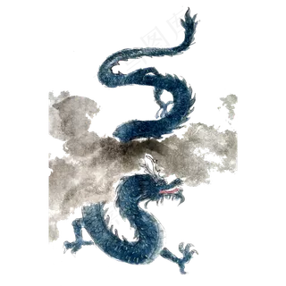 神仙神兽龙王海神中国东方国画水,免抠元素