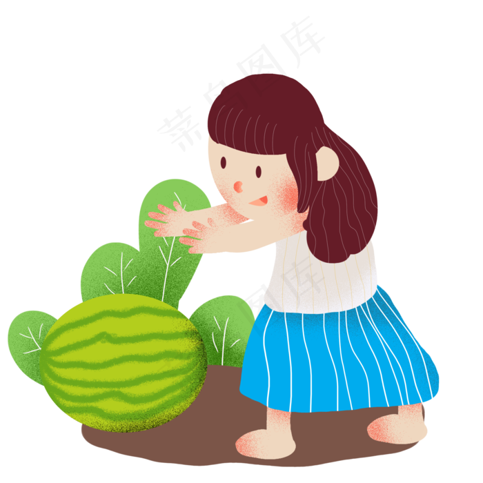 夏天小女孩摘西瓜