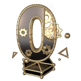 C4D黑金风机械风酷炫风倒计时数字0