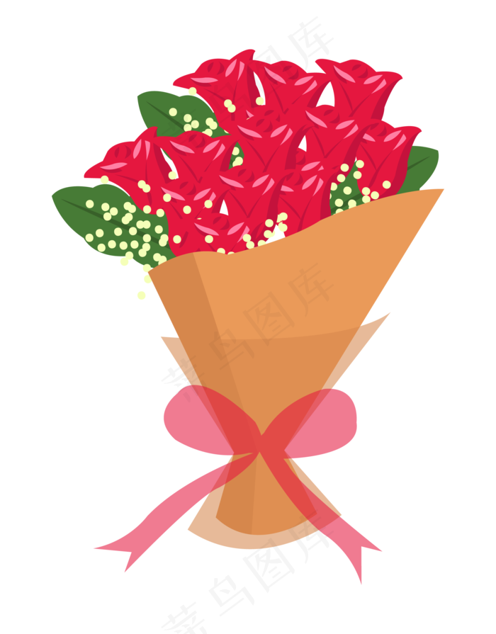 爱心红色玫瑰花束插画