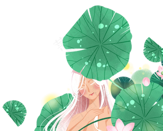 女孩荷叶荷花