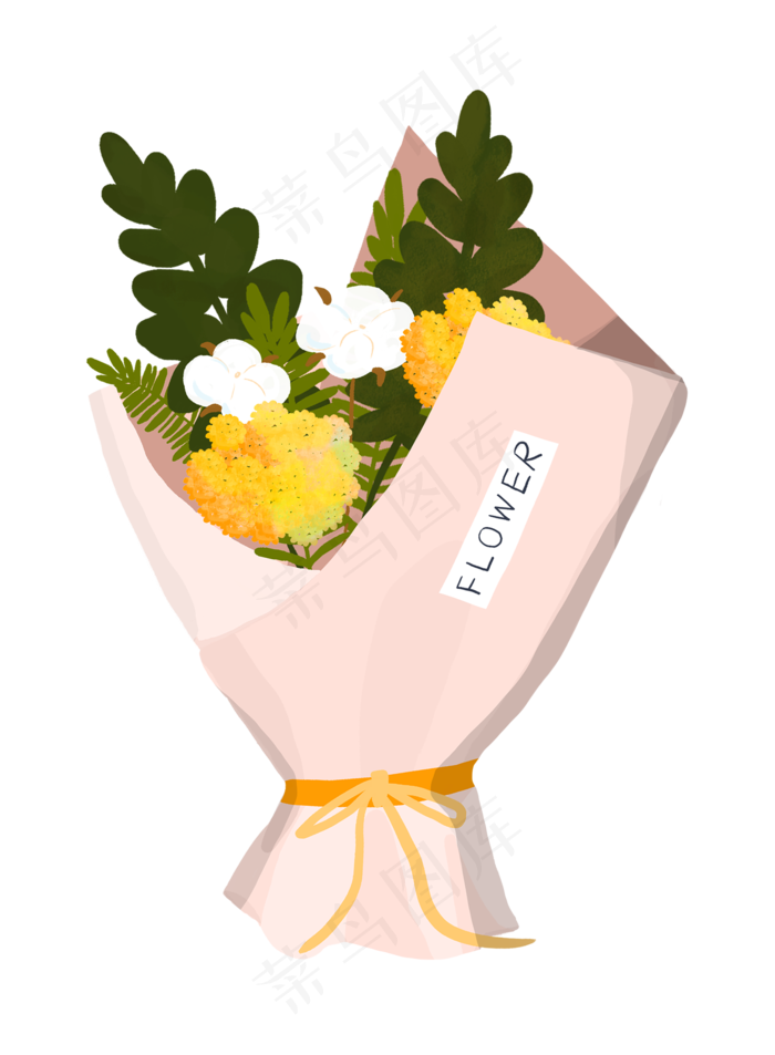 黄色的婚礼花束插画,免抠元素