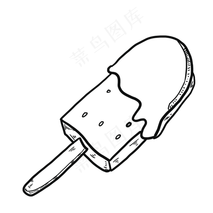 卡通手绘简笔画雪糕,免抠元素