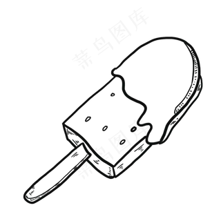 卡通手绘简笔画雪糕,免抠元素
