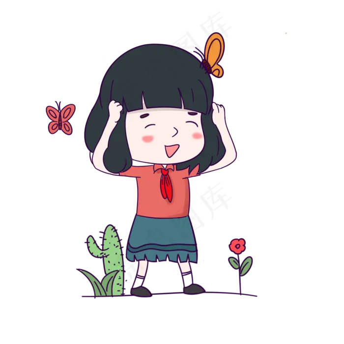 快乐儿童节快乐的小女孩手绘