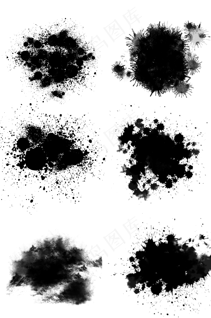 中国水墨风墨迹墨痕插画