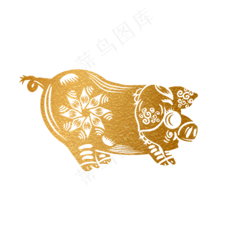 2019新年手绘卡通剪纸猪,免抠元素