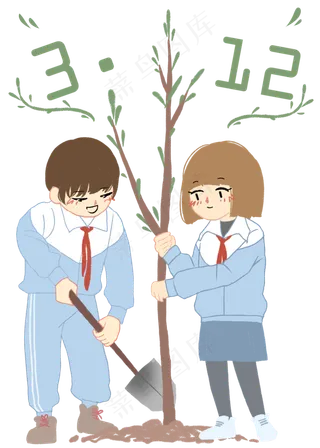 植树节种树的小孩