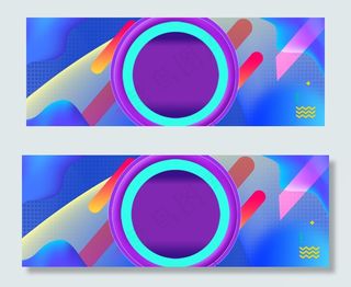 五一电商蓝色渐变几何图形banner