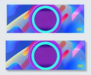 五一电商蓝色渐变几何图形banner