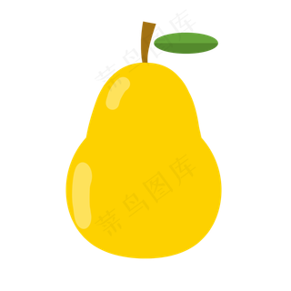黄色手绘线稿梨子元素