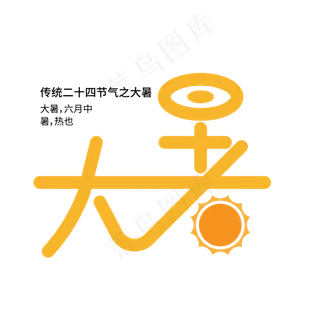 简约卡通大暑节气艺术字