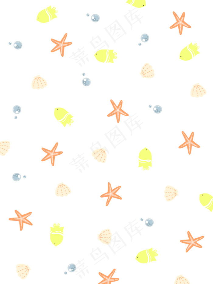 海星小鱼底纹装饰,免抠元素(2100*2800px 300 dpi )psd模版下载