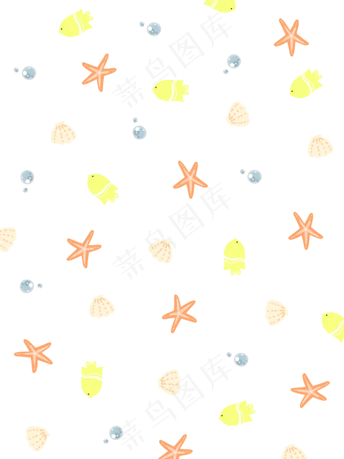 海星小鱼底纹装饰,免抠元素(2100*2800px 300 dpi )psd模版下载