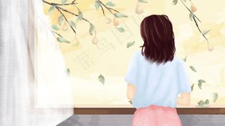 白露女孩眺望远方风景