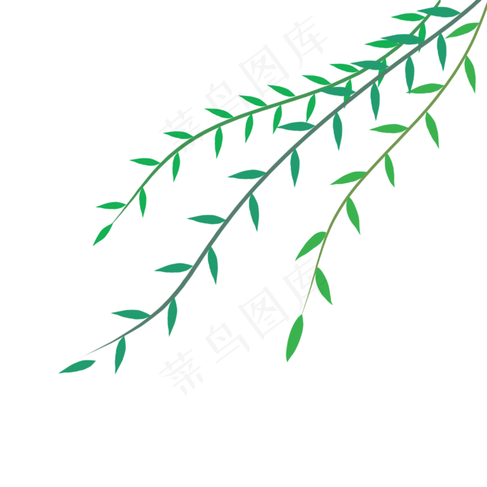 漂浮柳枝柳叶手绘免扣