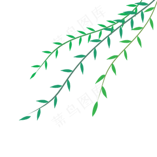 漂浮柳枝柳叶手绘免扣