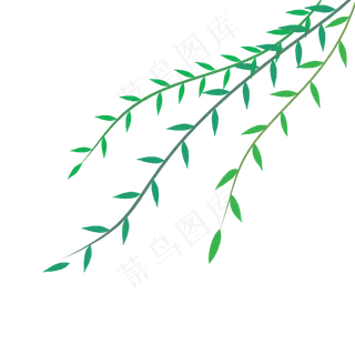 漂浮柳枝柳叶手绘免扣